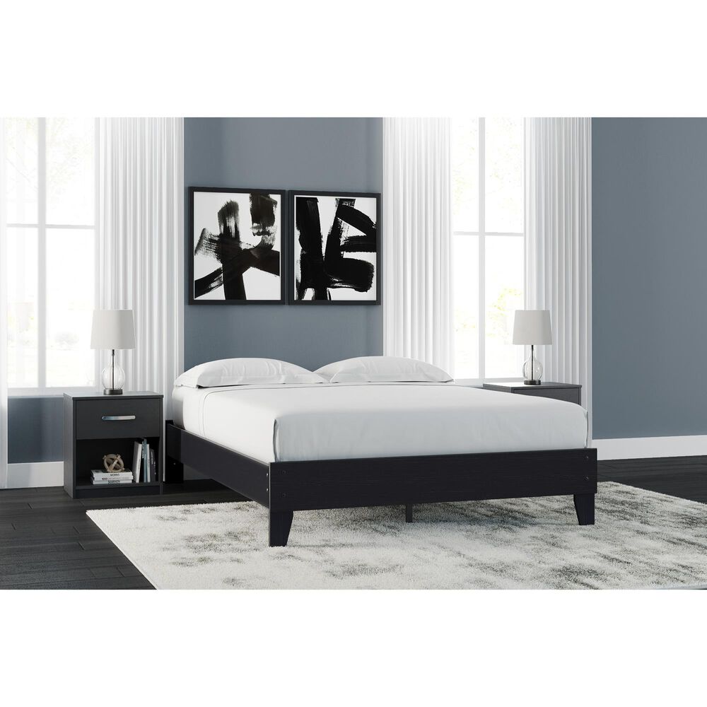Ashley Finch 1-Drawer Nightstand in Matte Black, , large