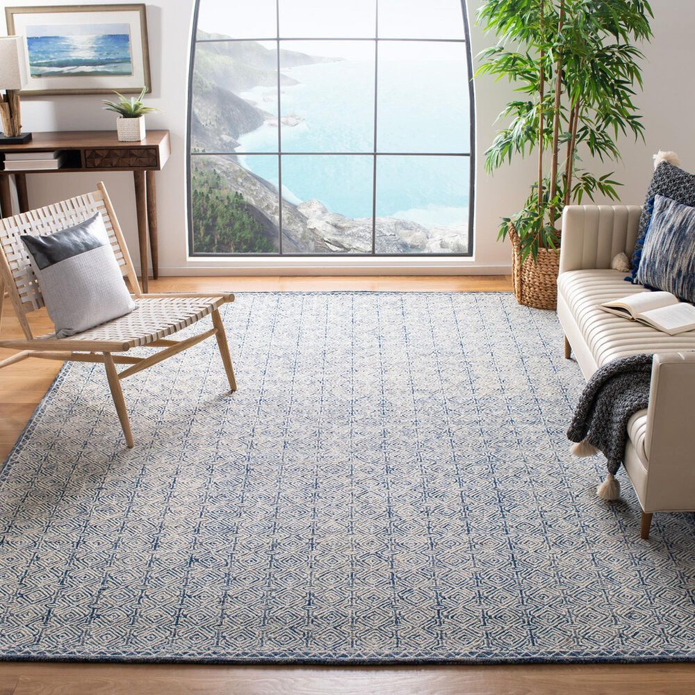 Safavieh Micro-Loop MLP526N 10&#39; x 14&#39; Navy and Ivory Area Rug, , large
