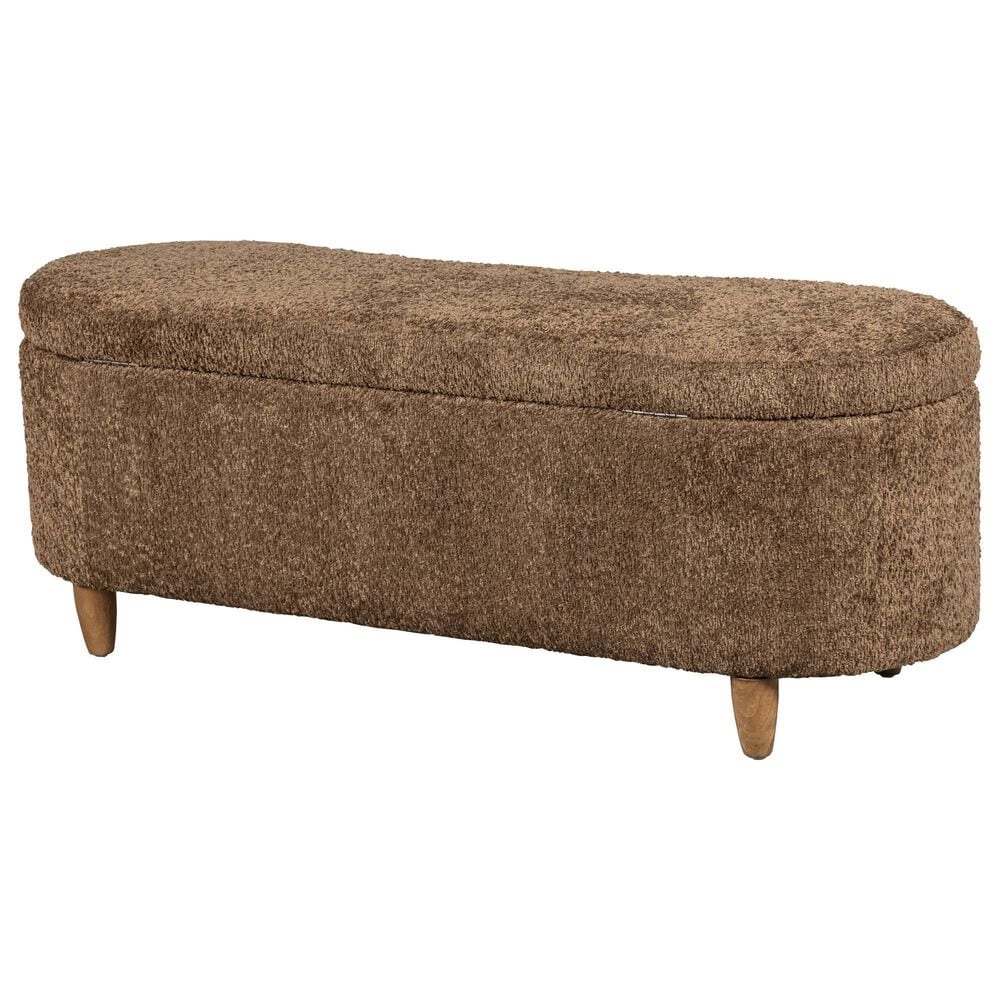 Hampton Park Bailey Boucle Flip Top Storage Bench in Chocolate, , large