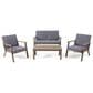 Hearth and Haven Temecula 4-Piece Outdoor Chat Set with Rectangular Coffee Table in Gray, , large