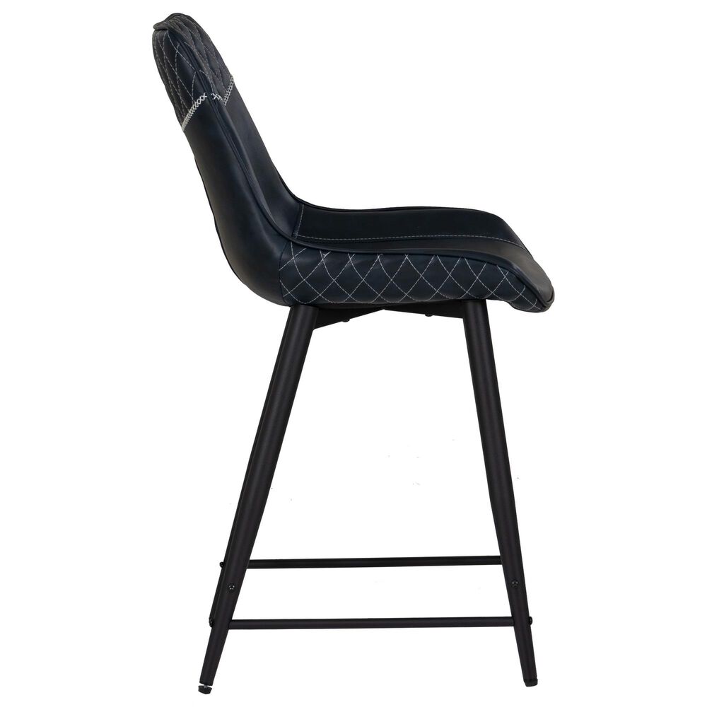 Linon Home Decor Elder 24" Counter Stool with Navy Cushion in Black, , large