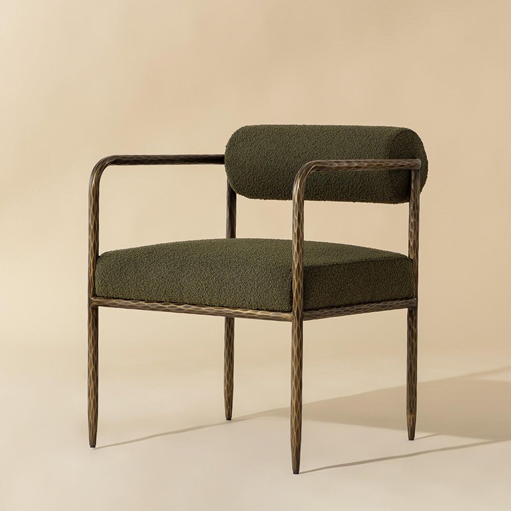 Club Collection By Sunpan Ajani Arm Chair with Copenhagen Olive Cushion in Antique Brass, , large