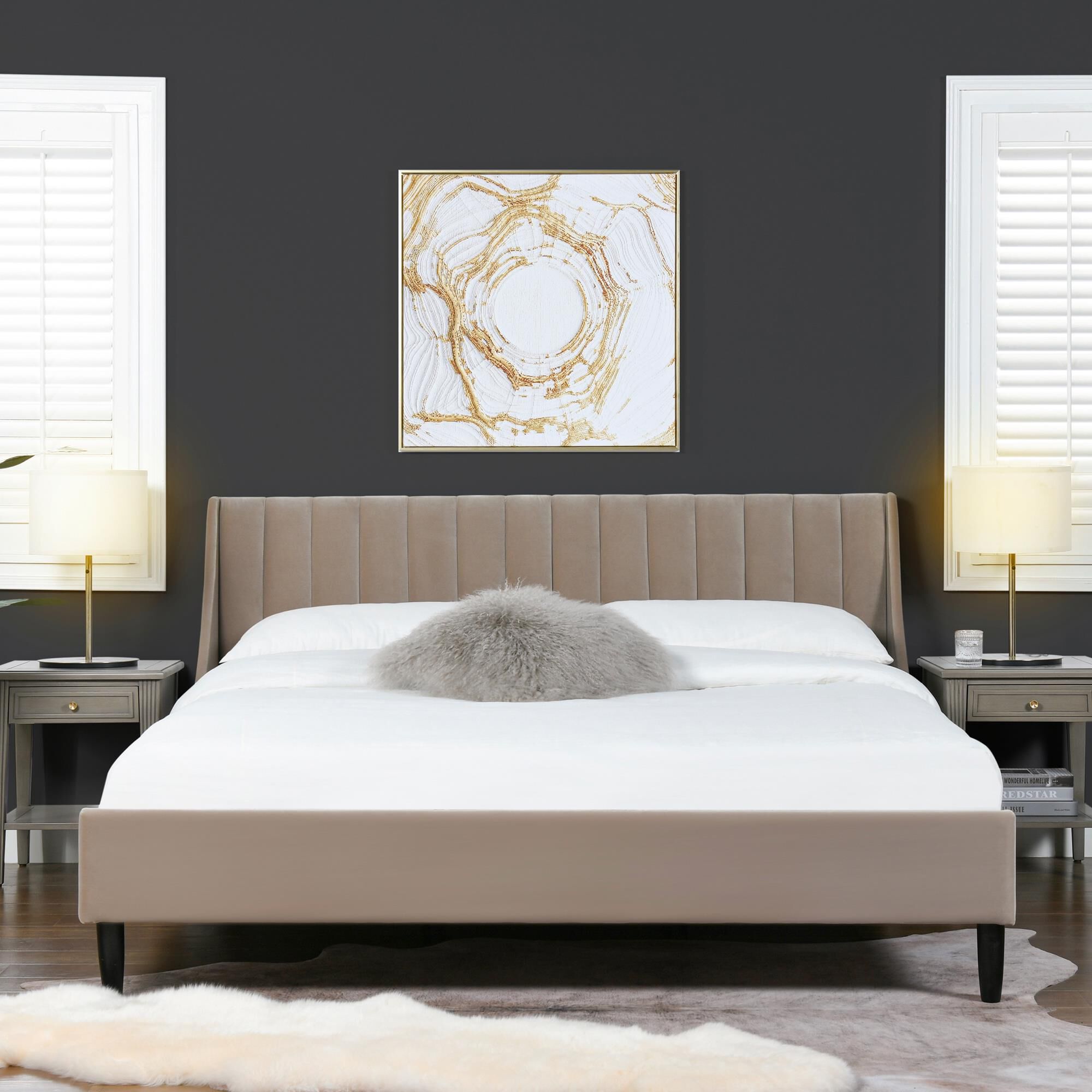 Jennifer taylor home aspen vertical shop tufted headboard platform bed set