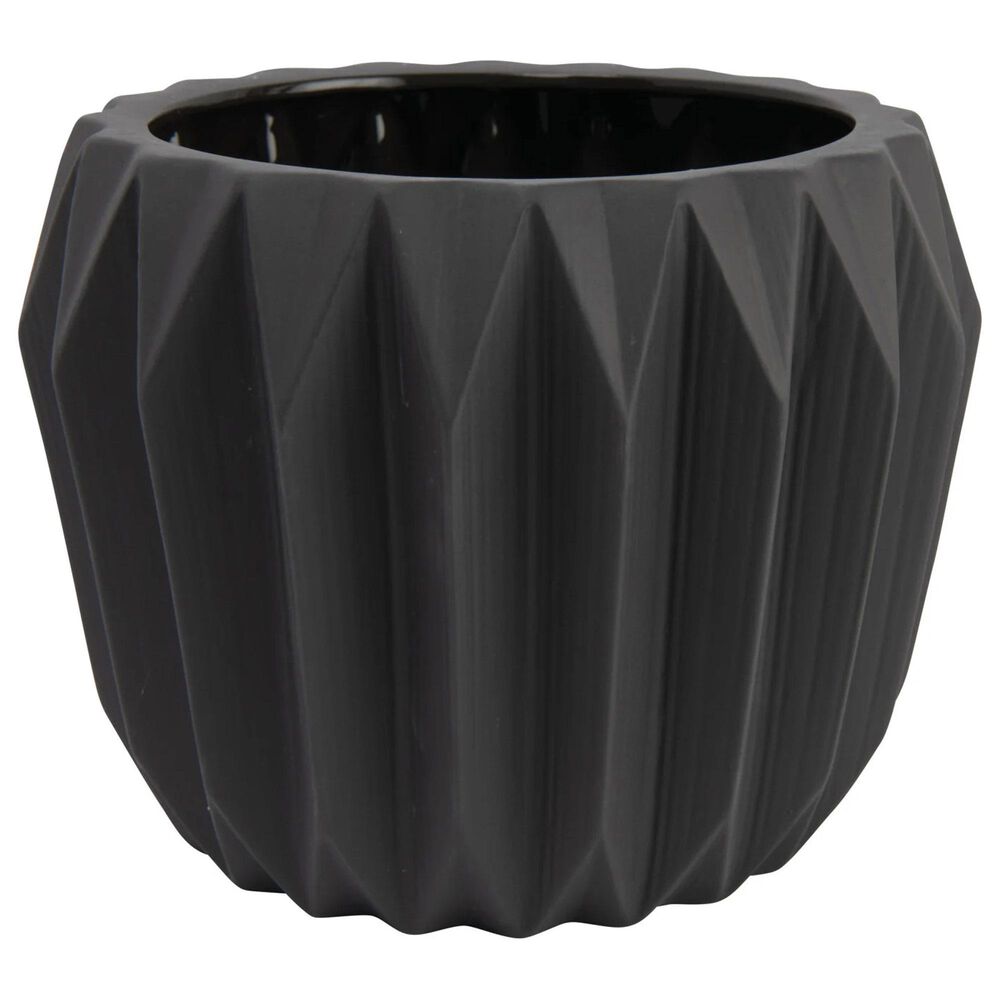Creative Coop Round Fluted Planter in Matte Grey, , large
