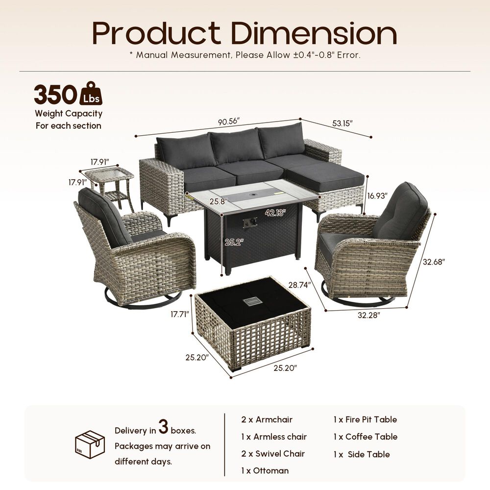 HOMLUX 9-Piece All-weather Rattan Outdoor Patio Furniture Set in Black, , large