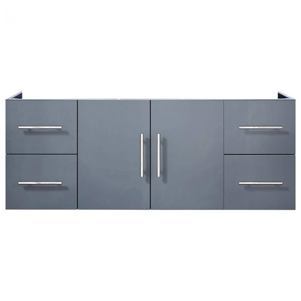 Lexora Home Geneva 48&quot; Single Bathroom Vanity in Dark Grey with 2 cm White Carrara Marble Top and Rectangular Sink, , large