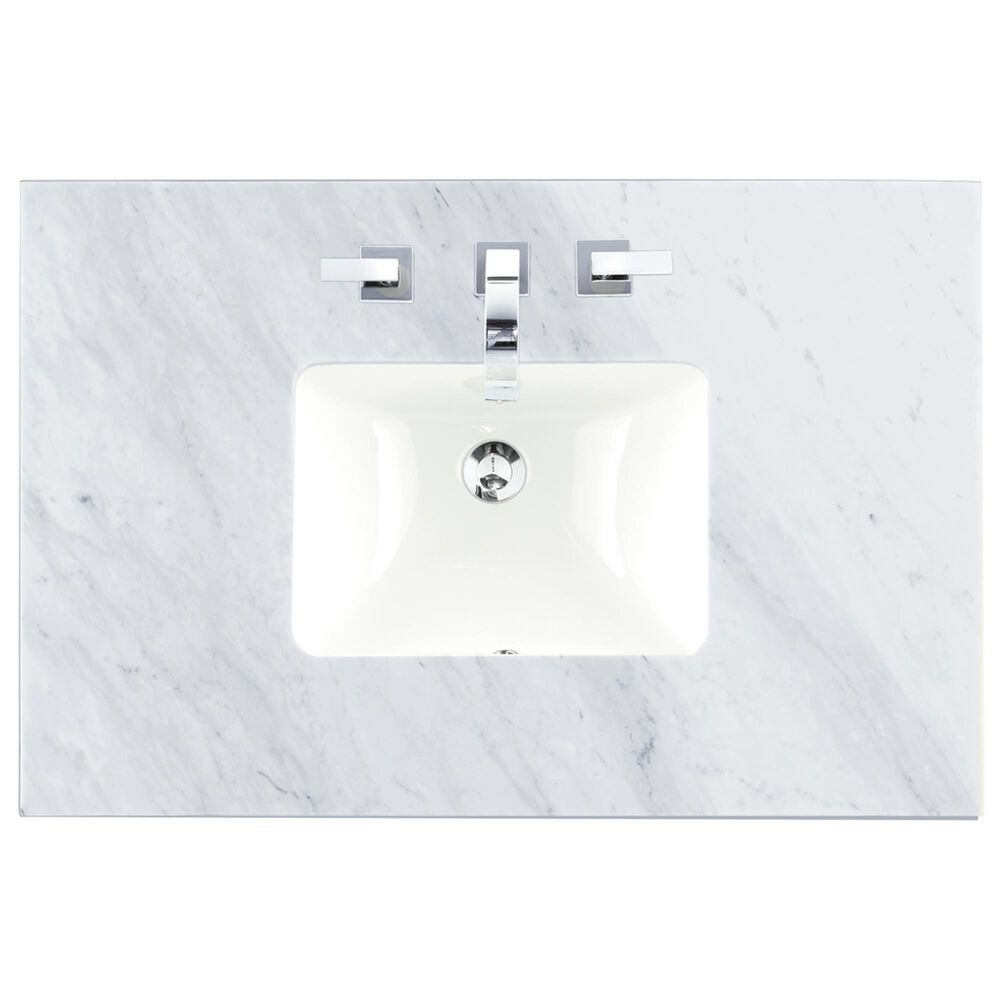 James Martin Vanities Lorelai 36&quot; Single Vanity in Bright White with 3 cm Carrara White Marble Top, , large