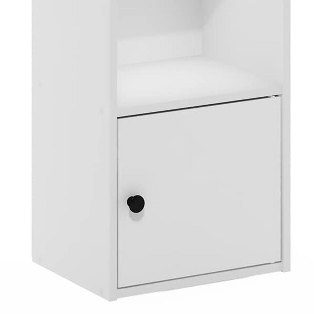 HOMLUX 5-Tier Shelf Bookcase with Door Storage Cabinet in White, , large