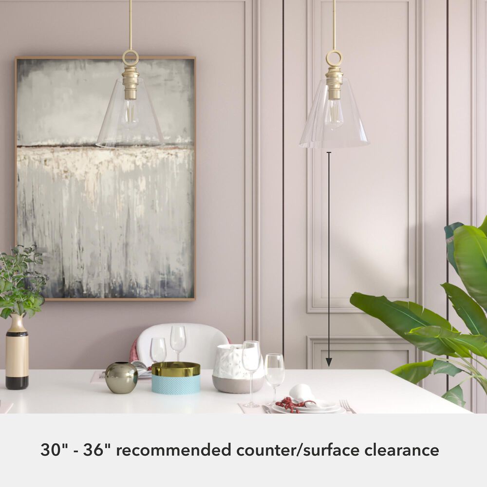 Hunter Klein 12&quot; 1-Light Pendant with Clear Shade in Alturas Gold, , large