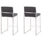 Lumisource Fuji High Back Counter Stool with Black Faux Leather Cushion in Stainless Steel (Set of 2), , large