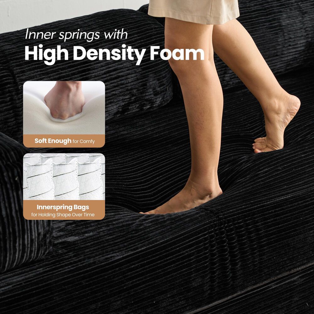 HOMLUX 80" Convertible Modular Sofa Bed in Black, , large