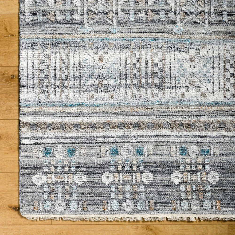Surya Pompei White, Black, Metallic Silver, Medium Gray, Light Gray, Brown and Sky Blue 10&#39; x 14&#39; Area Rug, , large