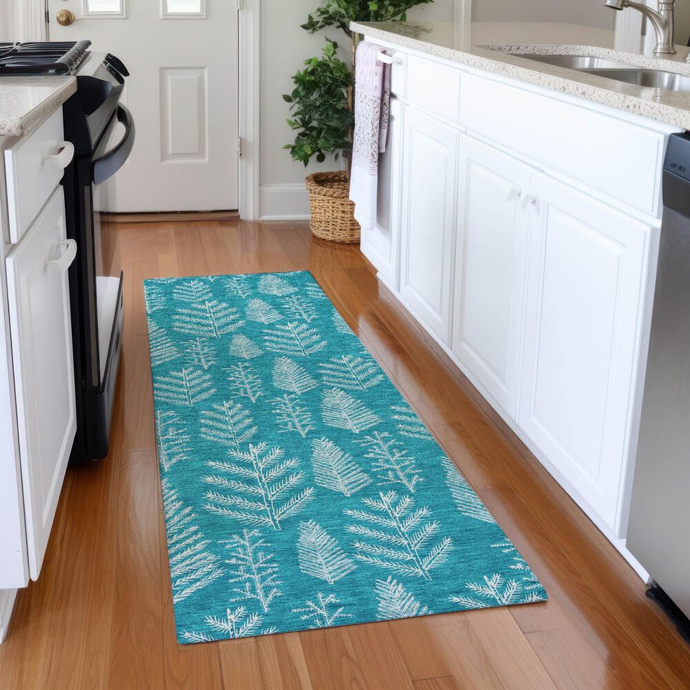 Dalyn Rug Company Wonderland WN21 2&#39;3&quot; x 7&#39;6&quot; Teal Indoor/Outdoor Runner, , large