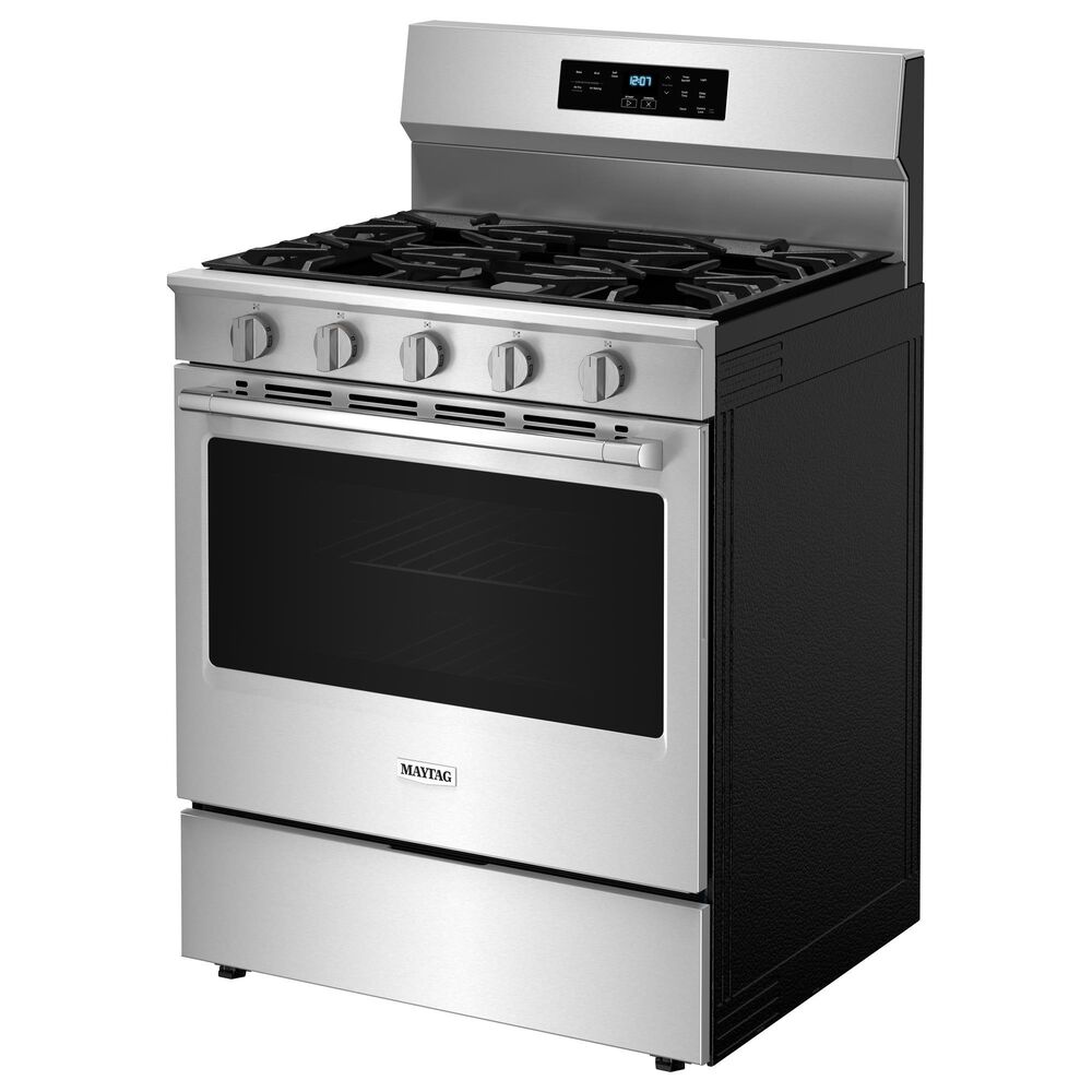 Maytag 2-Piece Kitchen Package with 1.1 Cu. Ft. Over-the-Range Flush Microwave and 5 Cu. Ft. Gas Range in Fingerprint Resistant Stainless Steel, , large