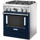 KitchenAid 30" Professional Smart Dual Fuel Range in Ink Blue, , large
