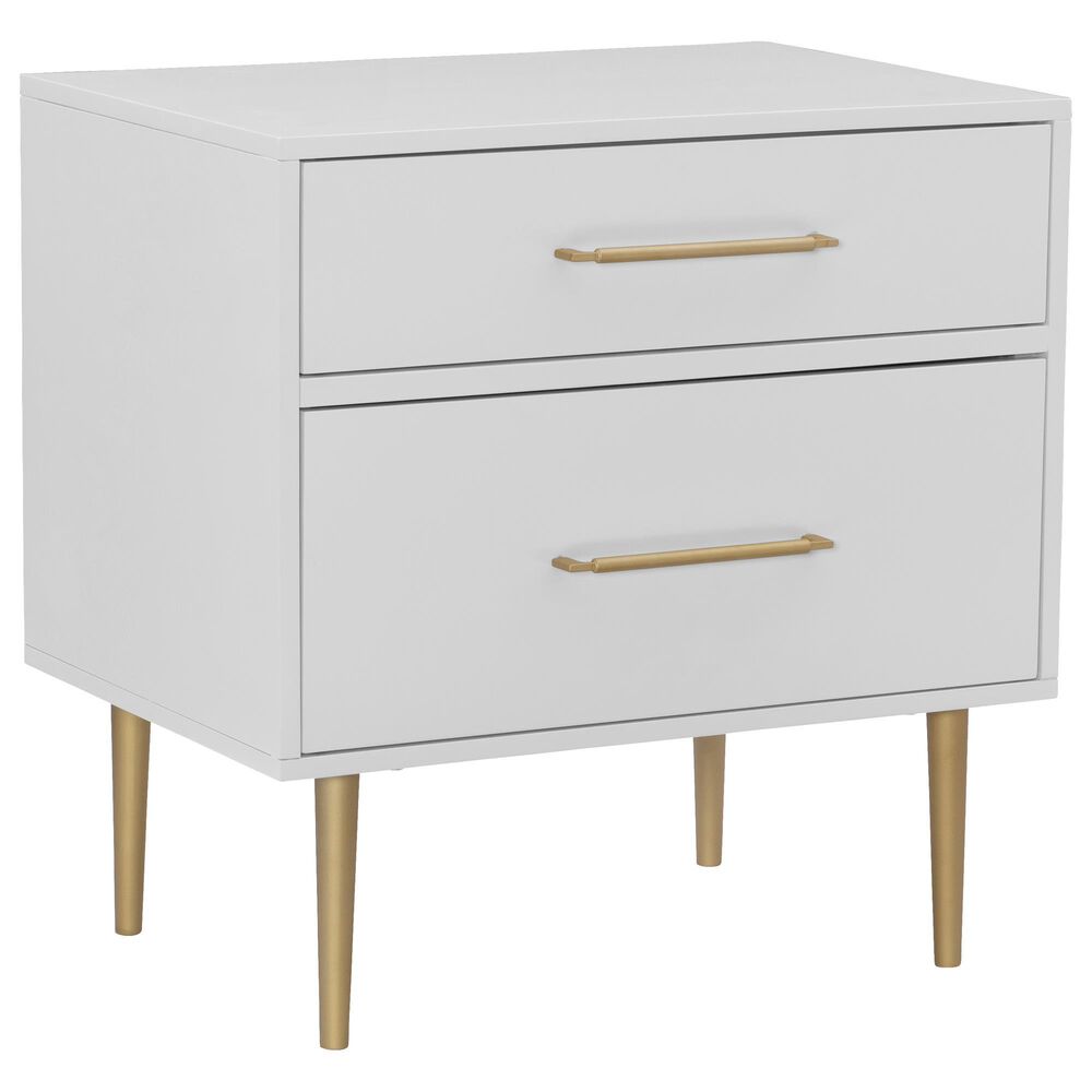 Linon Home Decor Gloria 2-Drawer Nightstand in White and Gold, , large