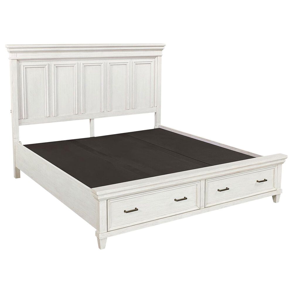 Riva Ridge Caraway King Storage Bed in Aged Ivory with USB Ports, , large