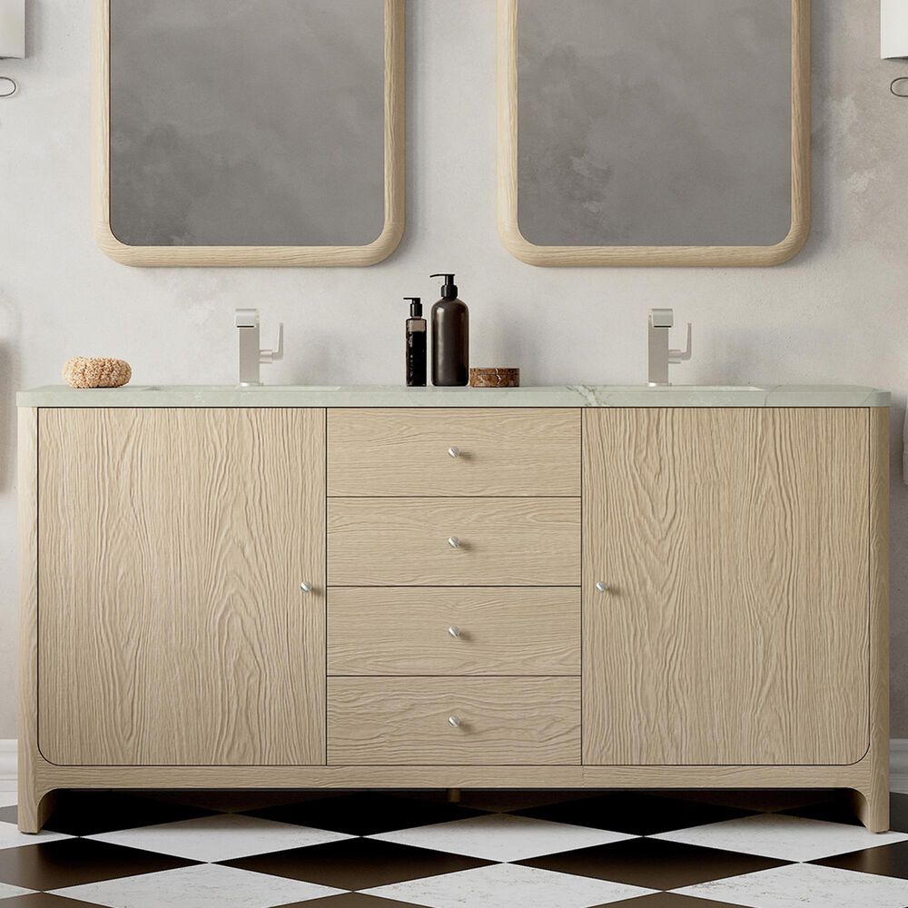 James Martin Vanities Gracyn 72&quot; Double Bathroom Vanity in Coastal Driftwood with 3 cm Victorian Silver Quartz Top and Rectangular Sinks, , large