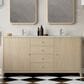 James Martin Vanities Gracyn 72" Double Bathroom Vanity in Coastal Driftwood with 3 cm Victorian Silver Quartz Top and Rectangular Sinks, , large