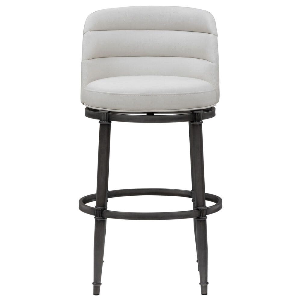Armen Living Eunice Swivel Bar Height Stool with Ivory Upholstery in Antique Pewter, , large