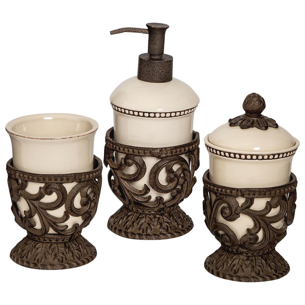 The Gerson Company GG Collection Acanthus Vanity Containers in Dark Brown (Set of 3), , large