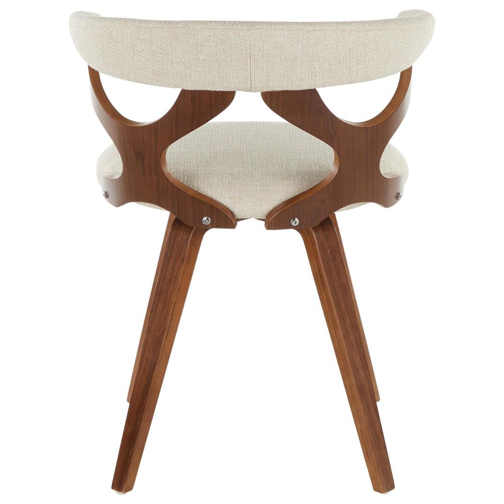 LumiSource Gardenia Swivel Arm Chair with Cream Upholstered in Walnut, , large