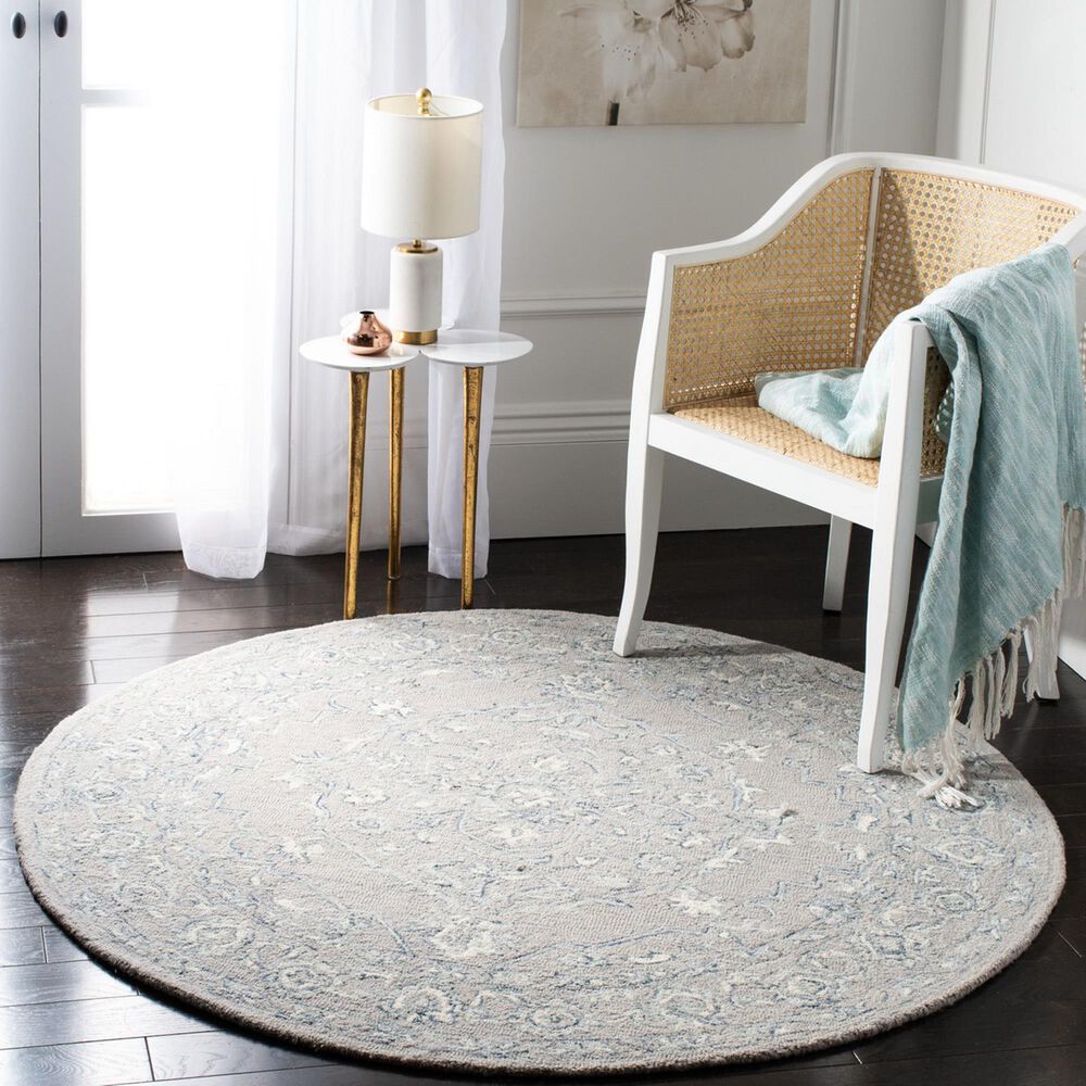 Safavieh Micro-Loop MLP504F 3&#39; Round Light Grey and Ivory Area Rug, , large