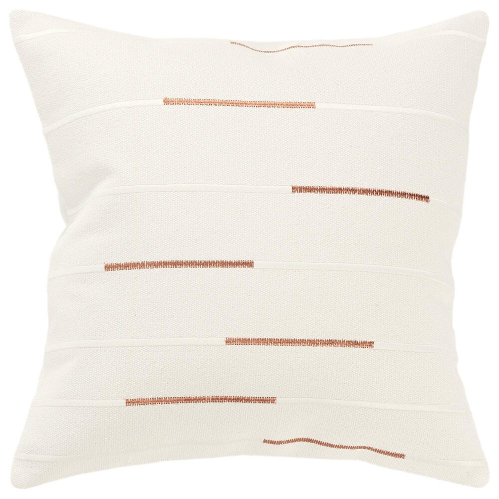 Rizzy Home 20" x 20" Striped Polyester Filled Throw Pillow in Ivory and Brown, , large