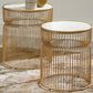 Signature Design by Ashley Vernway 2-Piece Accent Table Set in White Marble and Gold, , large