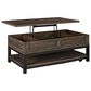 Ashley Johurst Lift Top Cocktail Table in Grayish Brown and Black, , large