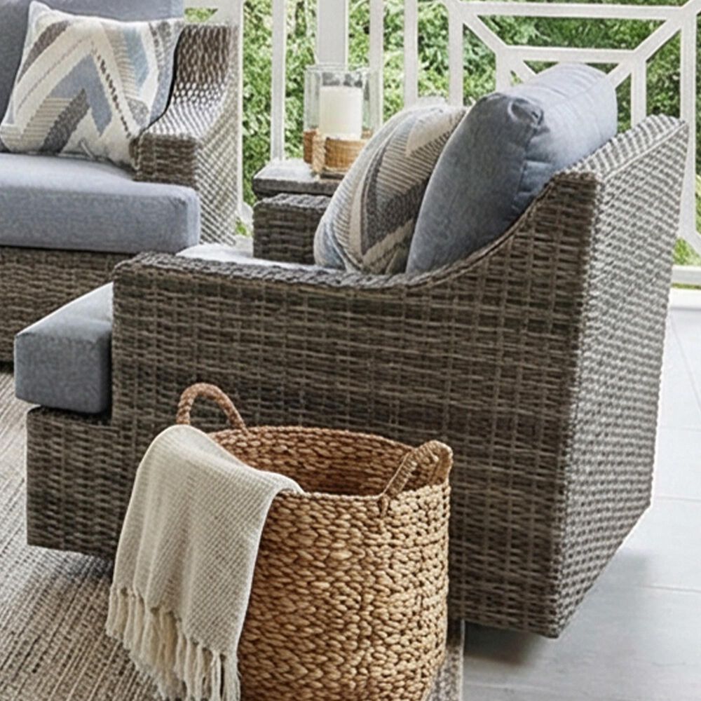 Summit Home Nantucker Bay Swivel Chair in Double Duck Washed Denim, , large