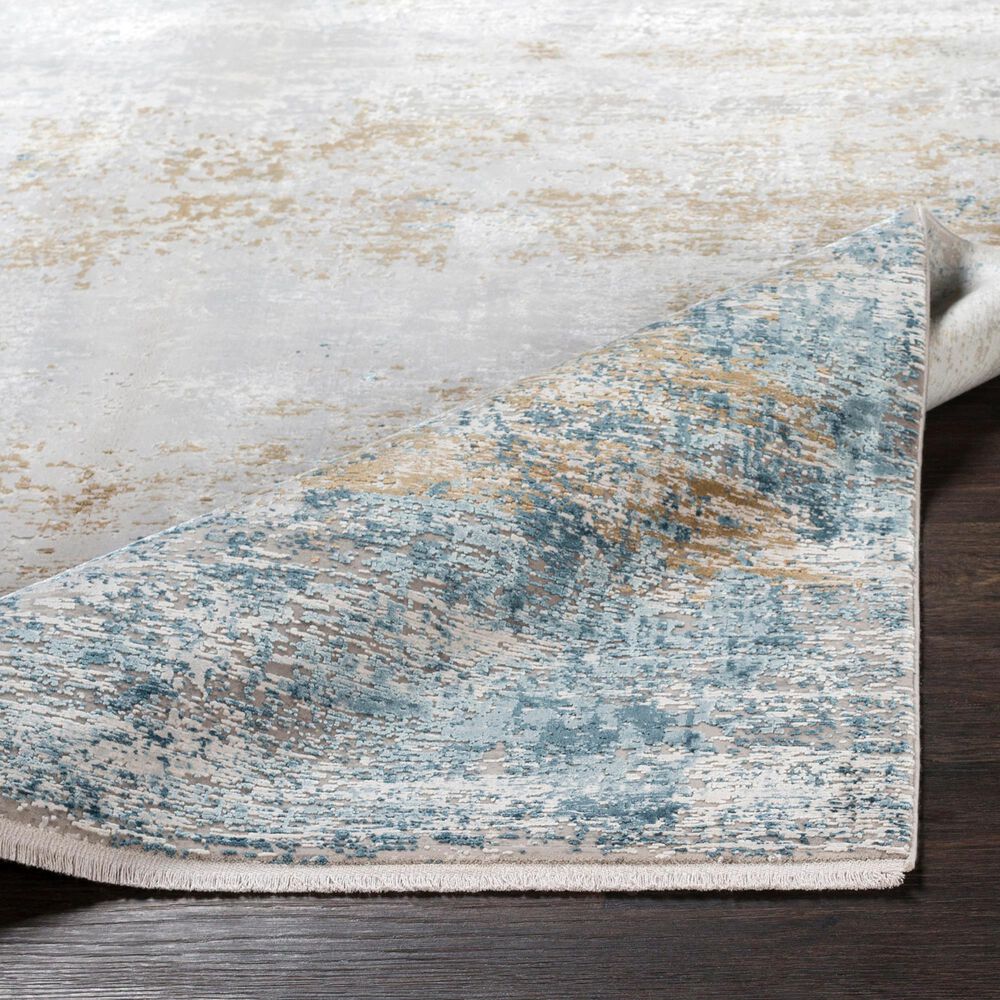 Surya Solar 6&#39;7&quot; x 9&#39;6&quot; Sky Blue, Dark Blue, Saffron, White, Gray and Charcoal Area Rug, , large