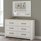 Ashley Linnocreek Dresser and Mirror in White and Warm Brown, , large