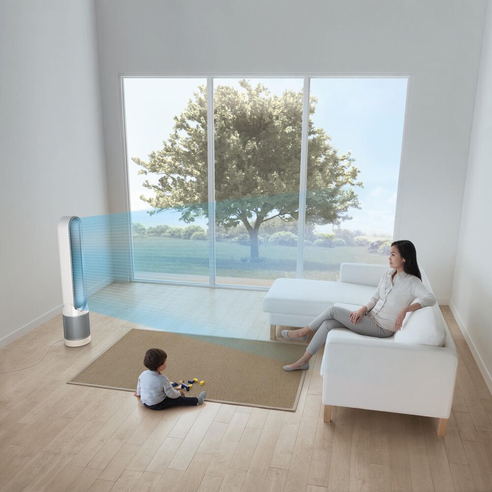Dyson tp01 pure cool tower fan air purifier reviews Dyson Pure Cool Tp01 Purifying Fan In White Silver Nebraska Furniture Mart