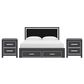 Ashley Zuraleus King Upholstered Panel Storage Bed with Two Nightstands in Matte Black, , large