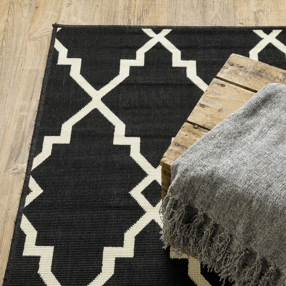 Oriental Weavers Marina 7763K 2&#39;3&quot; x 7&#39;6&quot; Black and Ivory Runner, , large