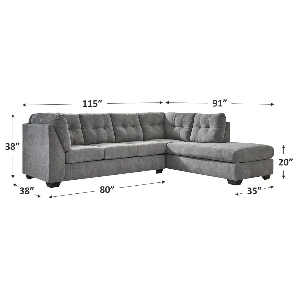 Ashley Marleton 2-Piece Right Facing Sectional with Chaise in Gray, , large