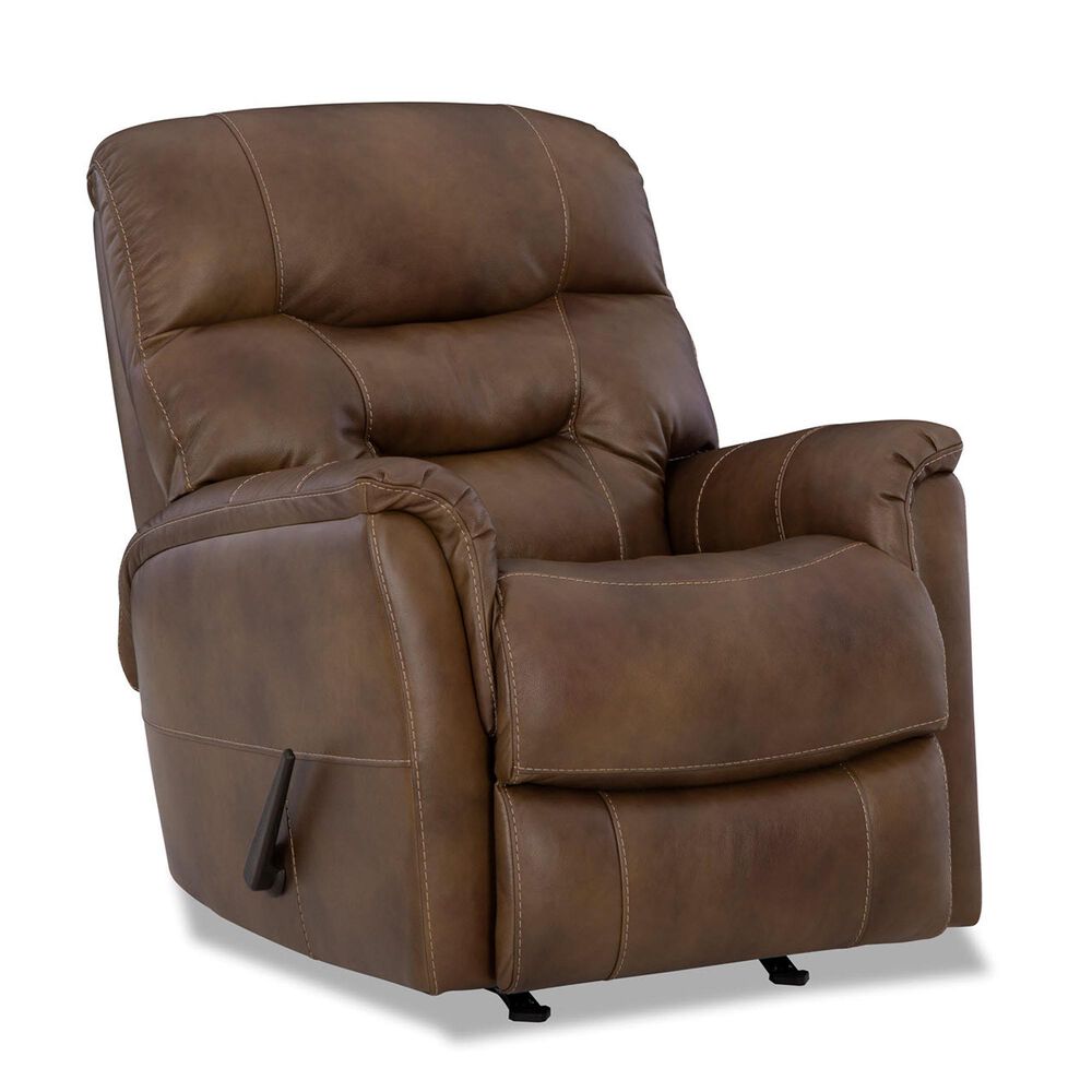 HomeStretch Leather Rocker Recliner in Saddle, , large