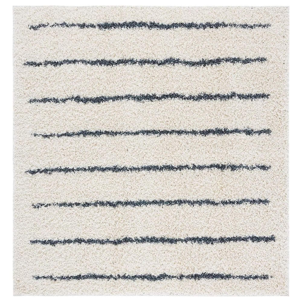 Safavieh Venus Shag VNS604B 5"3" Square Ivory and Dark Grey Area Rug, , large