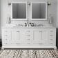Lexora Home Dukes 84" Double Bathroom Vanity in White with 2 cm White Carrara Marble Top and Rectangular Sinks, , large