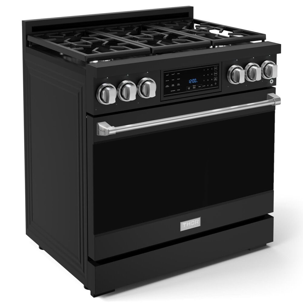 THOR KITCHEN Gordon Ramsay 6 Cu. Ft. 36&quot; Professional Liquid Propane Range with Stainless Steel Handle Kit in Black, , large