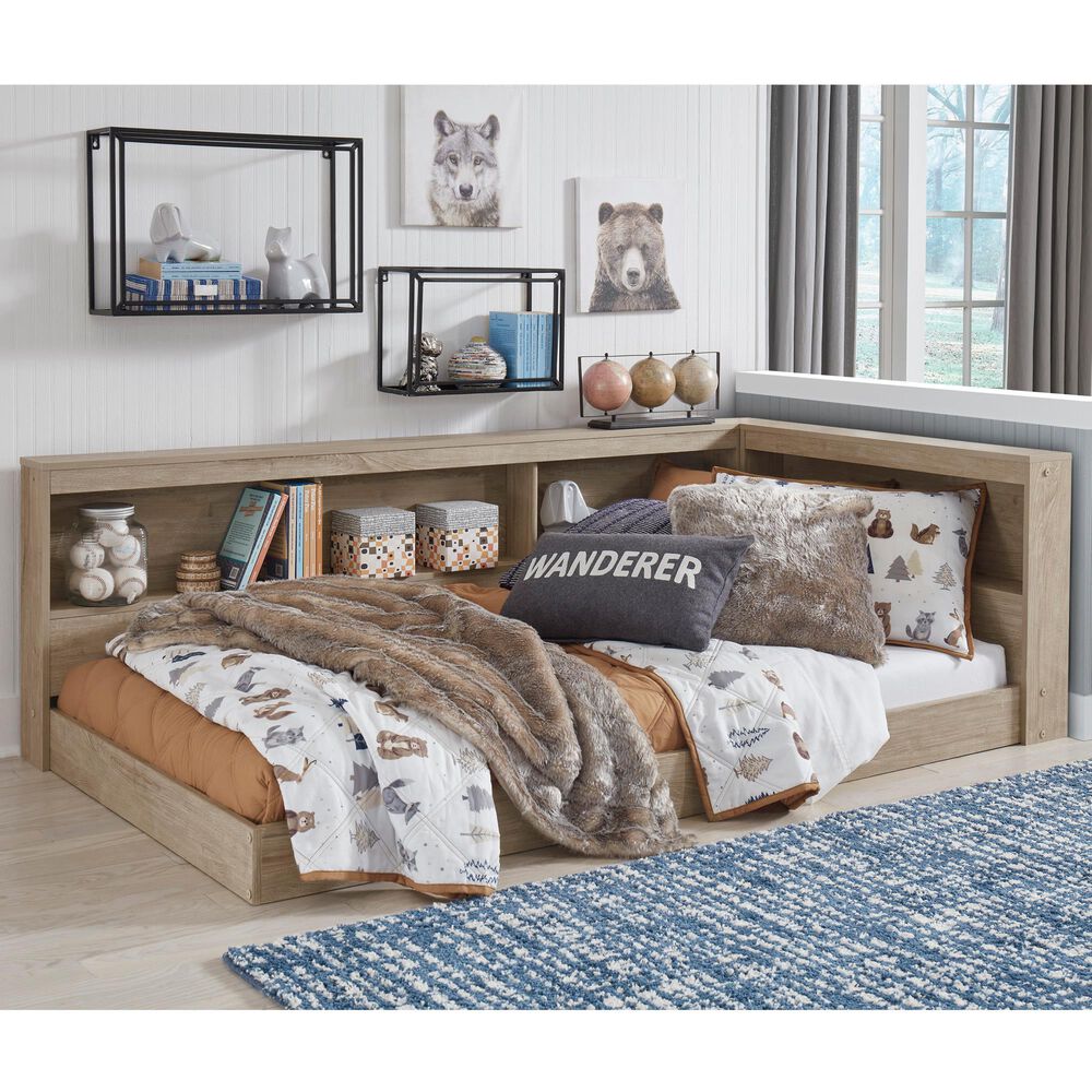 Ashley Oliah Twin Bookcase Storage Bed in Natural, , large