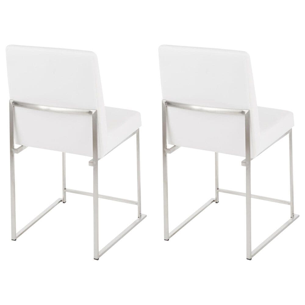 Lumisource Fuji Side Chair with White Velvet Cushion in Brushed Stainless Steel &#40;Set of 2&#41;, , large