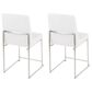 Lumisource Fuji Side Chair with White Velvet Cushion in Brushed Stainless Steel (Set of 2), , large