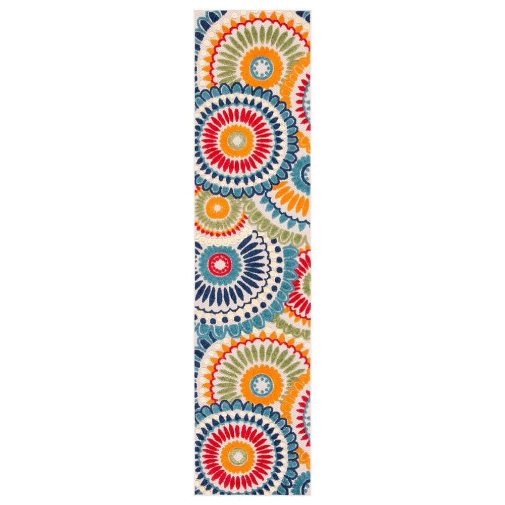Safavieh Cabana CBN382M 2"2" x 7" Blue and Ivory Indoor/Outdoor Area Performance Rug, , large