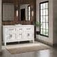 Kohler Quo 60" Double Bathroom Vanity in White with 3 cm Pure White Quartz Top and Oval Sinks, , large