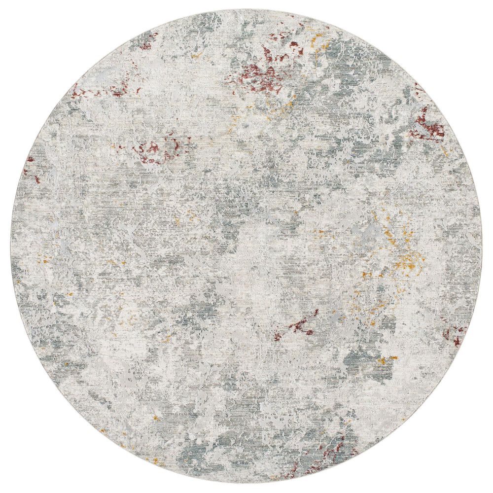 Surya Dresden White, Gray, Medium Gray, Light Slate, Rust and Mustard 7&#39;10&quot; Round Area Rug, , large