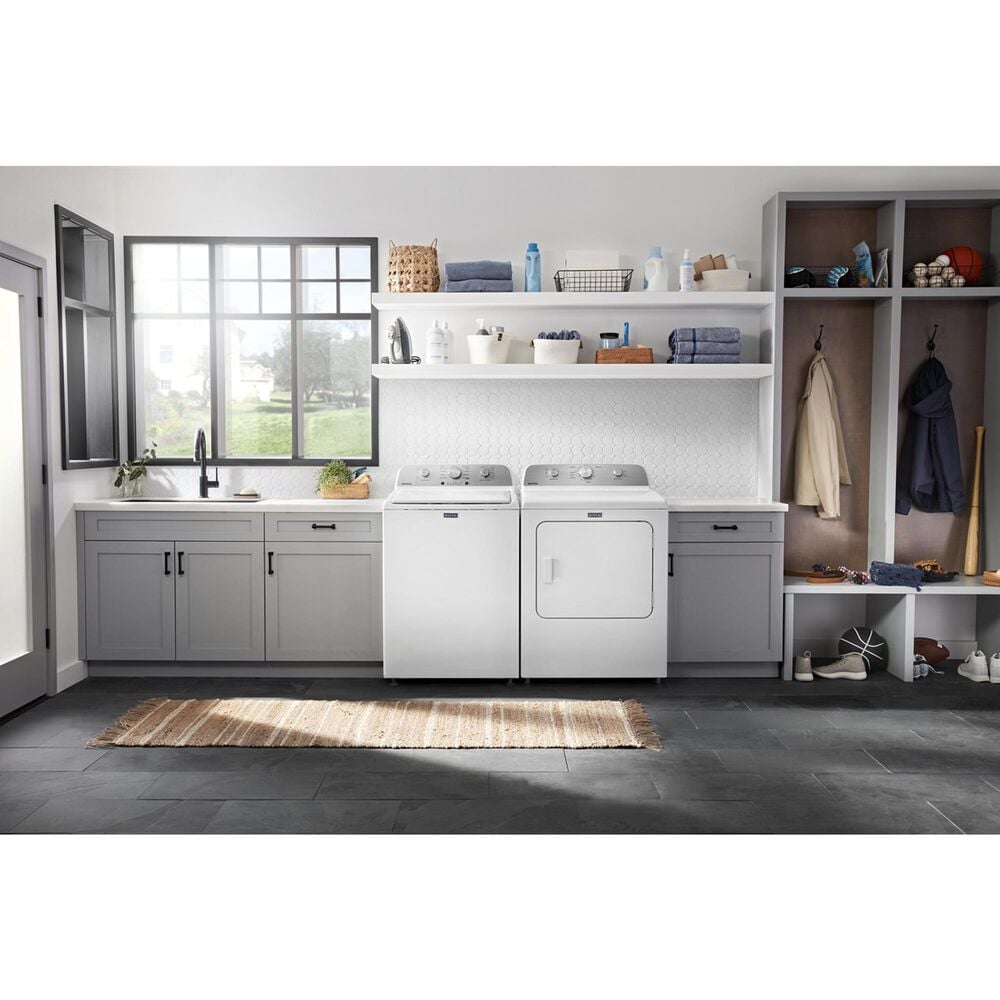 Maytag 4.3 Cu. Ft. Top Load Impeller Washer and 7.0 Cu. Ft. Electric Wrinkle Prevent Dryer Laundry Pair in White, , large