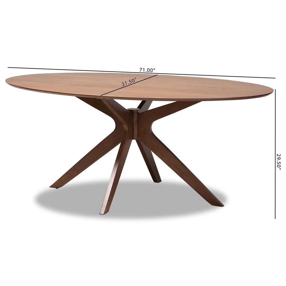 Baxton Studio Monte 71" Dining Table in Walnut Brown - Table Only, , large