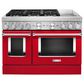 KitchenAid 48" Professional Double Oven Dual Fuel Range in Passion Red, , large